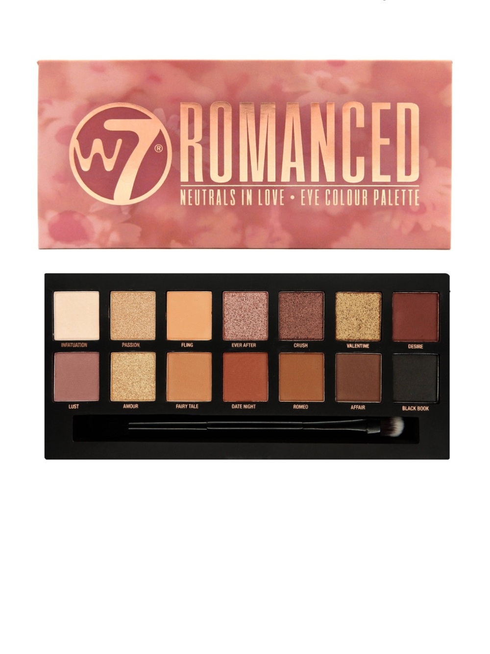 W7 Romanced Neutrals In Love Eye Colour Palette WITH BRUSH- 14 shades NEW